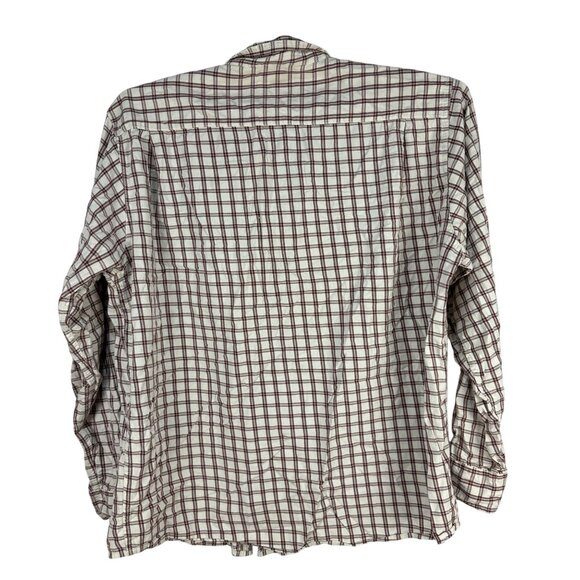 Wrangler Mens XL Plaid Long Sleeve Button-Down Shirt Red & Cream Checkered - Picture 2 of 5